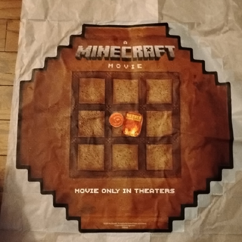 Pair McDonald's Minecraft 2025 VINYL Placemat For The Film "A Minecraft Movie".